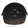 Outdoor Rattan Daybed Garden Patio Sectional Furniture Set W/ Retractable Canopy