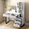 Dressing Table with Cabinet, LED Light, USB Ports, 5 Drawers, for Bedroom