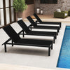 Heavy-Duty Patio Recliner W/ 6-Level Backrest & Breathable Fabric-Black