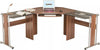 Large Corner Desk Computer Gaming Workstation Walnut Effect with Glass - Frigate