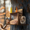Carbonized Wood Squirrel Feeder Picnic Table Food Feeder Station Outside House