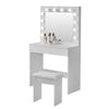 White Dressing Table Set with Mirror LED Light Makeup Table Bedroom Vanity Table