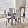 Small Space Dining Set 5Pcs Square Dining Table+ 4 Dining Chairs Set Grey Wooden