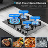 4 Burners Gas Hob 60cm Black Tempered Glass Kitchen Built in Gas Cooktop NG/LPG