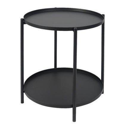 Accent Metal Side Table 2 Layer Sofa End Coffee Tray Snack Table for Living Room
