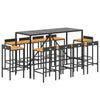 GuyAna 11 Piece Garden Bar Set Black Poly Rattan& Solid Wood AcaciaOutdoor N2G9