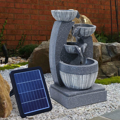 4Tier Solar Power Water Fountain with LED Outdoor Patio & Garden Feature Statues