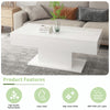 LED High Gloss Coffee Table White Modern Sofa Cocktail Center Table Living Room