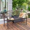 Patio Garden Bench w/Round Armrests & Curved Seat-Antique Brass