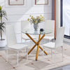 Round Clear Tempered Glass Dining Table Golden Metal Legs Dining Room Kitchen
