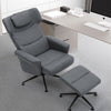 Manual Adjust Executive Leather Recliner Chair With Swivel Base &Footstool Set