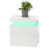 Bedside Tables White High Gloss LED Cabinets 2 Drawers Nightstand Modern Bedroom