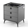 LED Bedside Table Wireless Charging Side Cabinet Nightstand with 3 Drawers Gray
