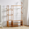 Clothes Rail Rack Garment Hanging Stand Bamboo Wood Wardrobe Storage Shelves
