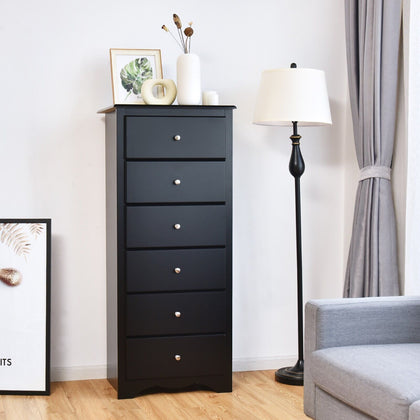 Modern Chest of Drawers 6-Drawer Chest Tall Dresser Wooden Storage Cabinet
