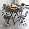 Black Square Foldable Wooden Dining Table Compact Kitchen Dining Room Metal Legs