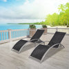 Sun Lounger Set 3 Piece Aluminium Black with Table Patio Lounge Bed