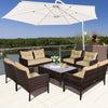 4 Pcs Outdoor Table Chair Furniture Set PE Rattan Patio Sectional Sofa Set