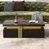 Modern Black Rectangular Coffee Table with 2 Storage Drawers for Living Room