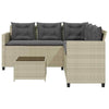 Brokky Garden Sofa with Table and Cushions L-Shaped Grey Poly I4Z3