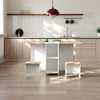 Mobile Drop Leaf Dining Table, Folding Desk with Wheels & 4 Chairs Natural