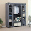 LARGE FABRIC CANVAS WARDROBE WITH HANGING SHELVING CLOTHES STORAGE CLOSET