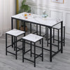 5Pcs White Marble Bar Table & 4 Stools Breakfast Kitchen Dining Set Bar Bistro