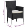2x Garden Dining Chairs Poly Rattan Black Outdoor Armchair Lounge Seat