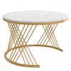 Set of 2 Round Nesting Coffee Table Side Table with 1 Drawer for Living Room