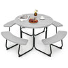 8 person Round Picnic Table Bench Set Outdoor Circular Picnic Table W/4 Benches