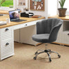 Adjustable Vanity Chair Upholstered Velvet Arm Chair with Wheels-Grey