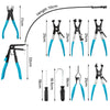 9-Piece Hose Clamp Pliers Set Flexible Spring-Loaded Long Nose Pliers in Carbon