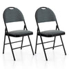 2 PCS Portable Folding Chairs Double Hinged Fabric Dining Chairs W/Footrest Grey
