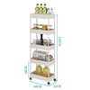 Kitchen Narrow Cabinet Bathroom Storage Rack 116cm Tall Slim Gap Shelf w/ Wheels