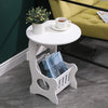 Round Coffee Table Sofa Side Table with Storage Bedside Tables White
