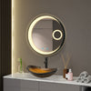 Round LED Bathroom Mirror 60cm 3 Color Illuminate with 5x Magnification Anti-Fog