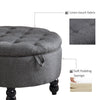 Grey Storage Ottoman Stool Round Chair Changeable Rear Wood Coffee Table Holder