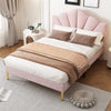 5ft King Size Bed Plush Velvet Upholstered Bed Frame With Padded Headboard Pink