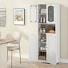 Tall Bathroom White Storage Cabinet Tempered Glass Door Pantry Cabinet