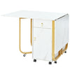 Folding Dining Table Kitchen Rolling Drop Leaf Table with Storage Cupboard