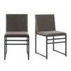 Dusk Rae Dark Taupe Velvet & Black Metal Set of 2 Dining Chairs