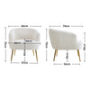 White Teddy Fabric Armchair Accent Chair Gold Metal Legs for Living Room Bedroom