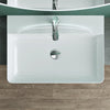 White Semi Recessed Bathroom Basin Ceramic Countertop Sink Rectangle Washbasin