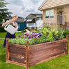 Wood Rectangle Raised Garden Bed Vegetable Elevated Plant Growing Box