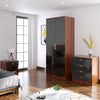 High Gloss Chest of Draws Bedroom Furniture Set Black&Walnut Hallway Storage