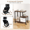 Small Sofa Couch Side Table with Lockable Casters-Brown