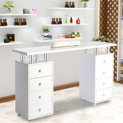 Manicure Nail Table Bar Art Salon Spa Work Station Desk with Arm Rest & 8 Drawer