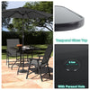 Black Garden Table 80cm Square Patio Bistro Glass Top Dining Table &Parasol Hole