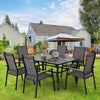 Metal Garden Dining Table Outdoor Patio w/Umbrella Hole for 6-8 Person