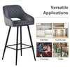 2 Pcs Velvet Bar Stools Upholstered Padded Seat Kitchen Bar Chair Modern Grey